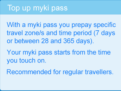 Top up myki information